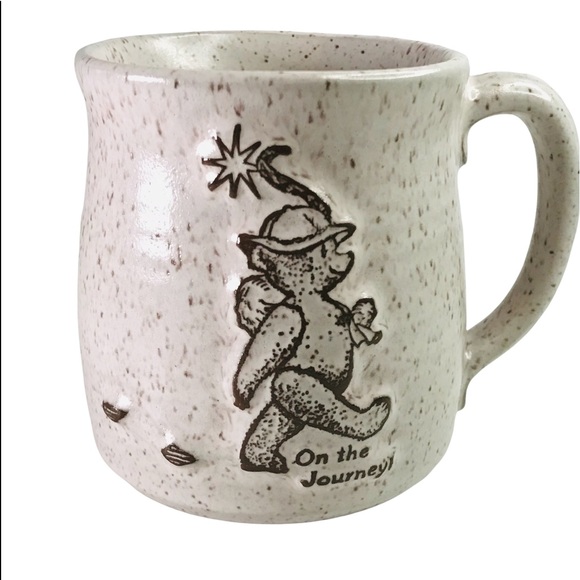 VINTAGE WESTON VERMONT BEAR COFFE MUG "On the Journey" "Peace Love and Joy" 80s